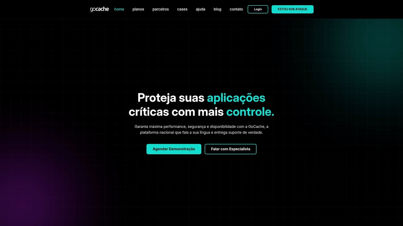 Screenshot of GoCache website