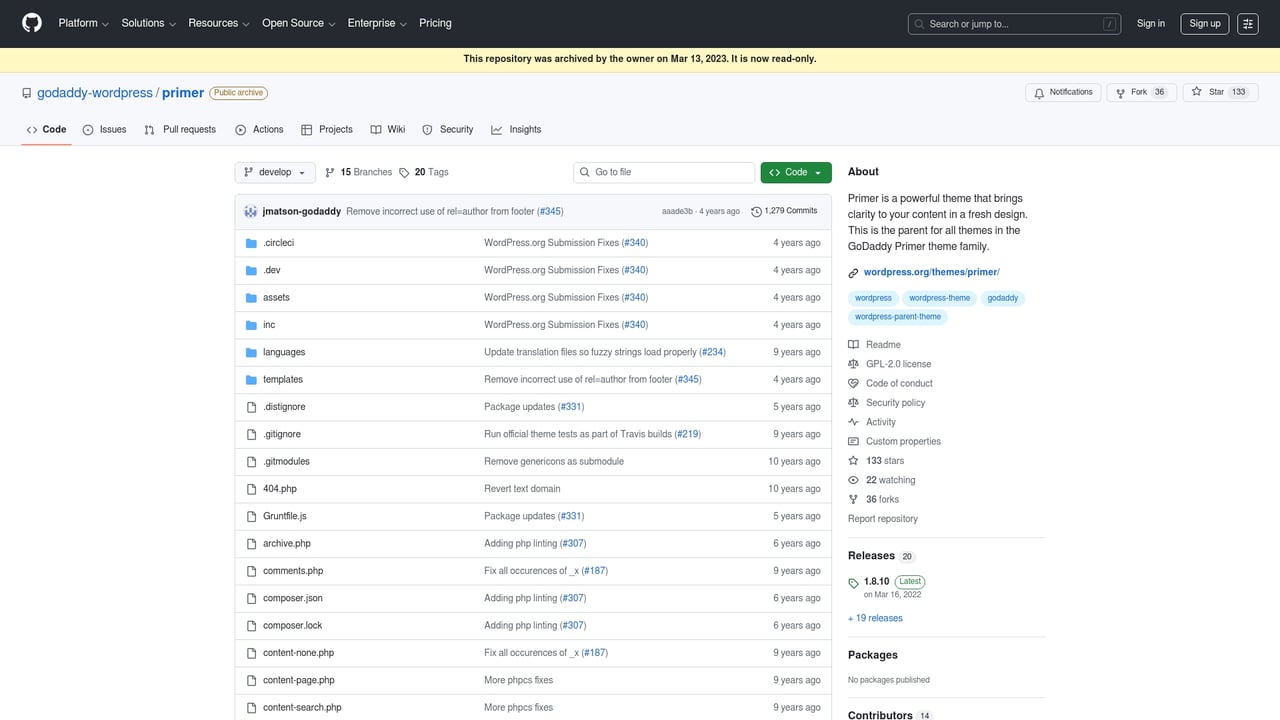Screenshot of GoDaddy Primer website
