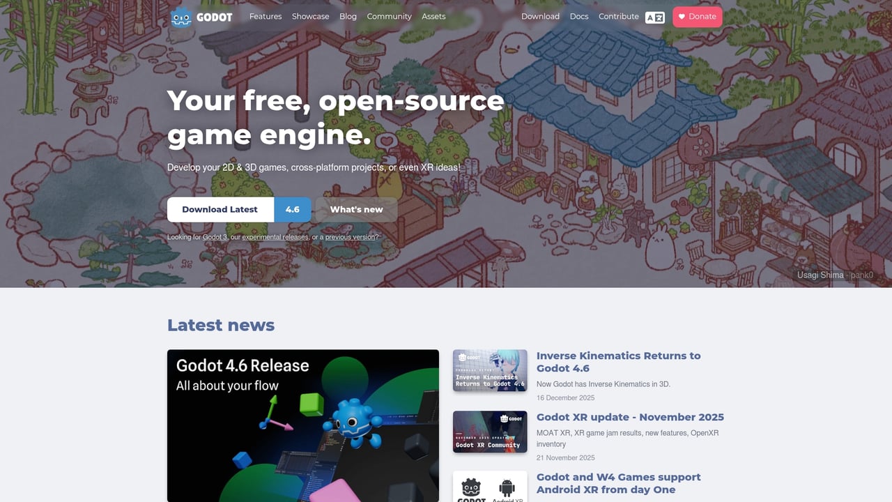 Screenshot of Godot website