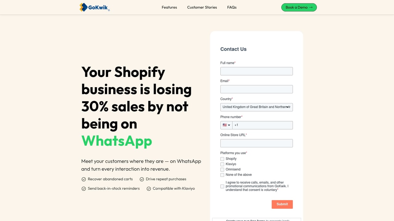 Screenshot of GoKwik website