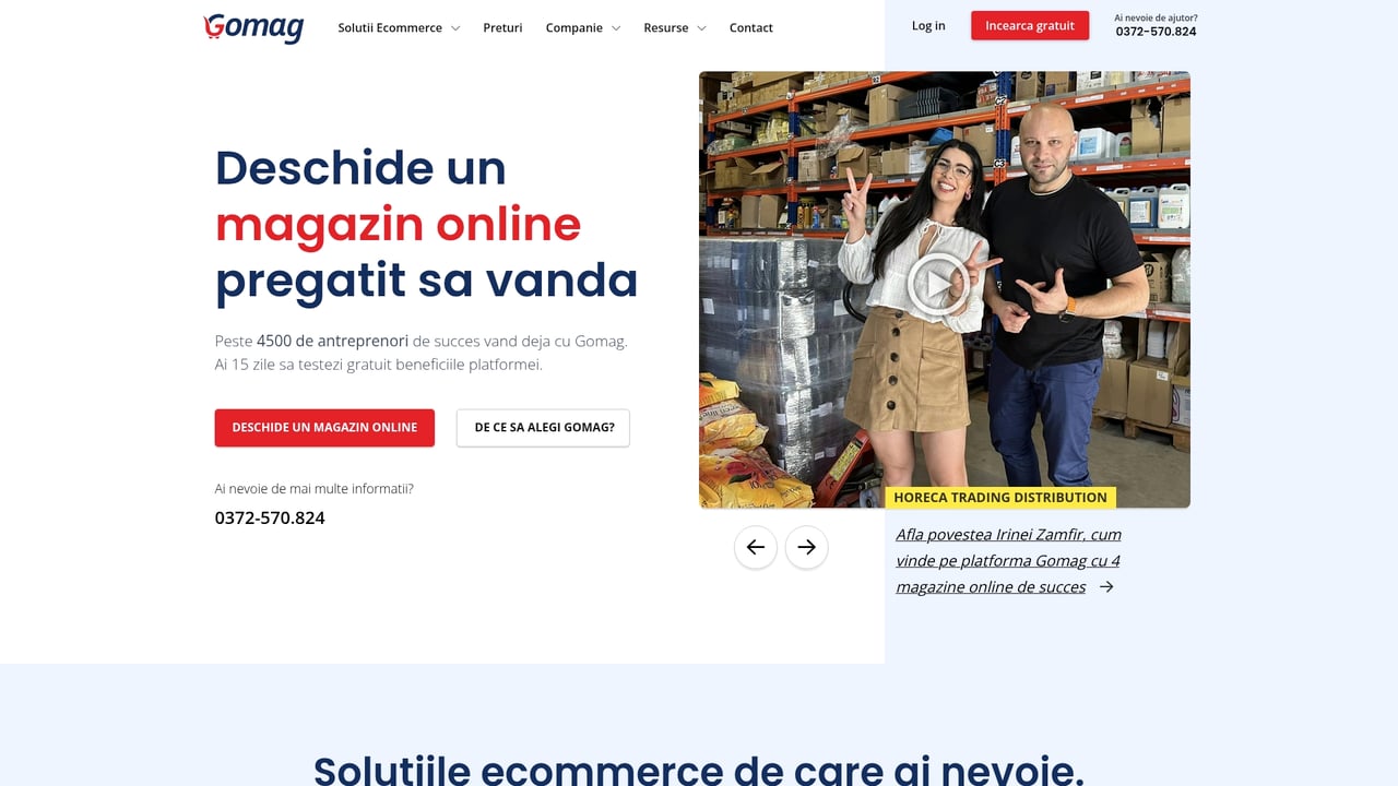 Screenshot of Gomag website