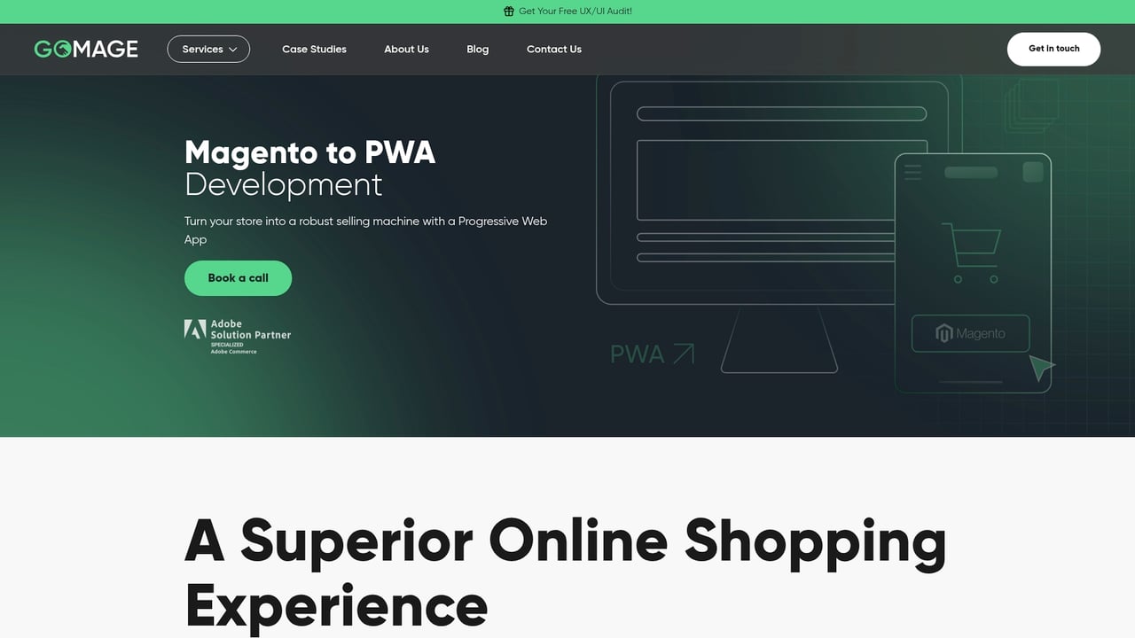 Screenshot of GoMage website