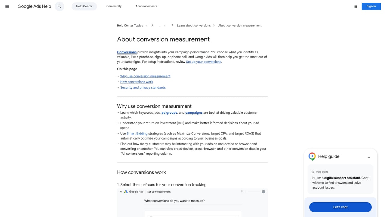 Screenshot of Google Ads Conversion Tracking website