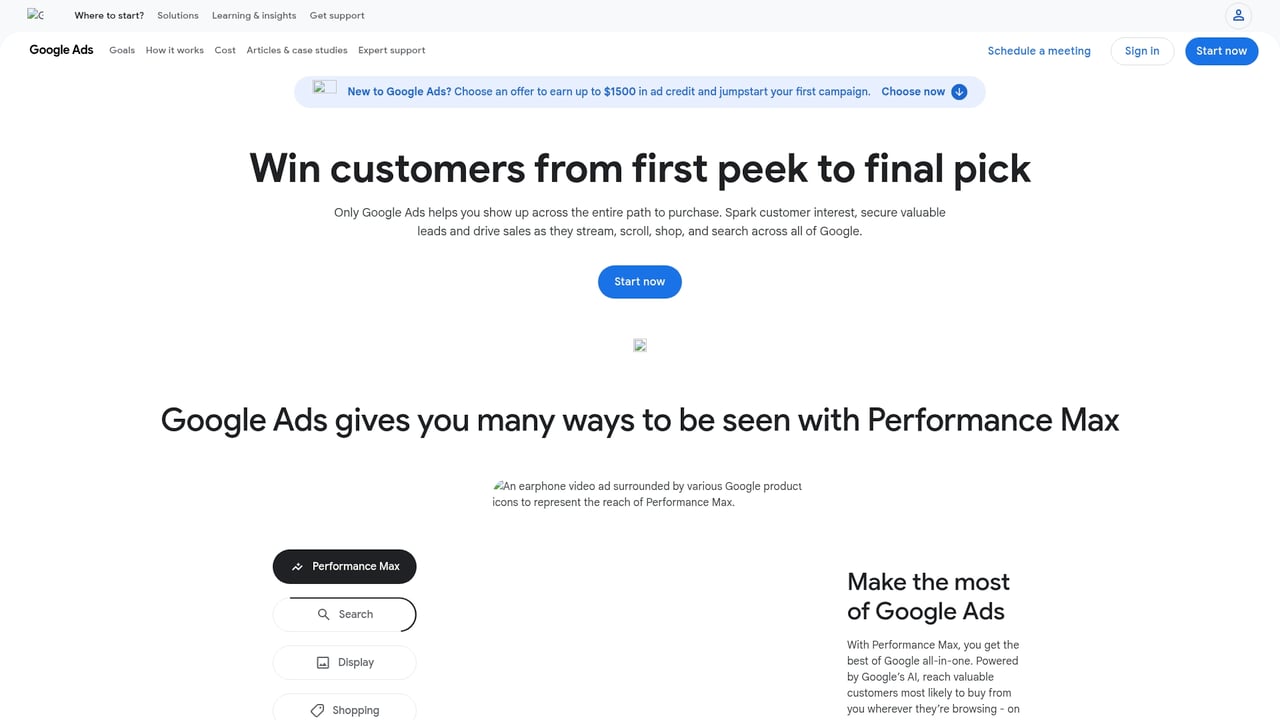 Screenshot of Google Ads website