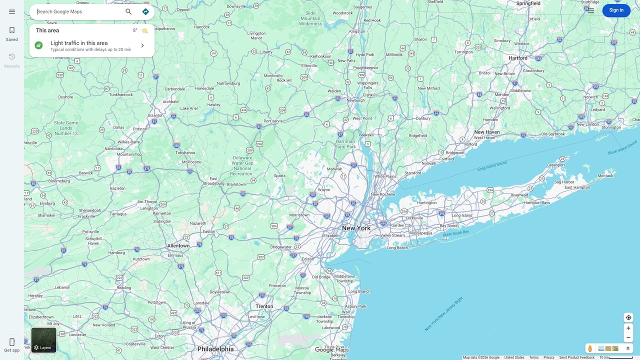 Screenshot of Google Maps website