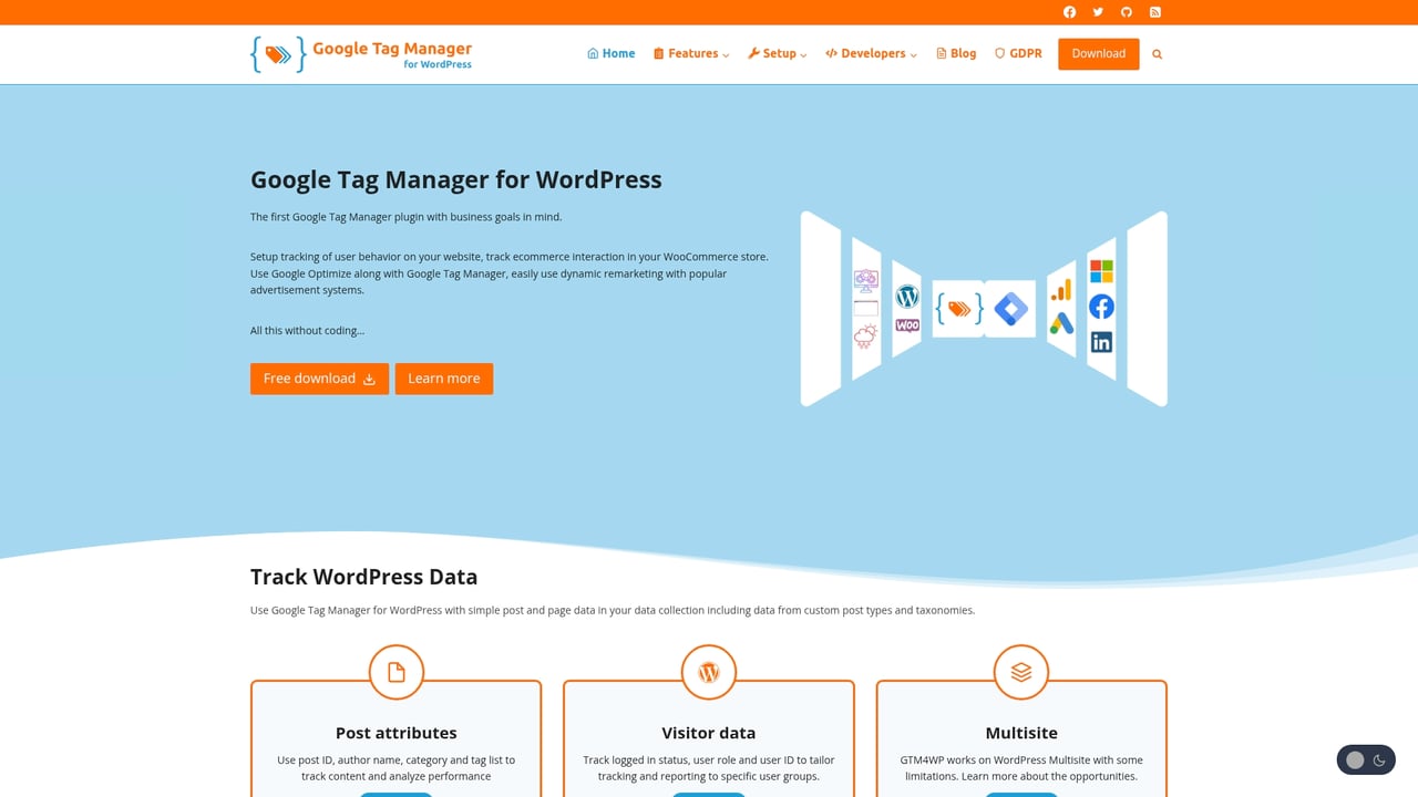 Screenshot of Google Tag Manager for WordPress website
