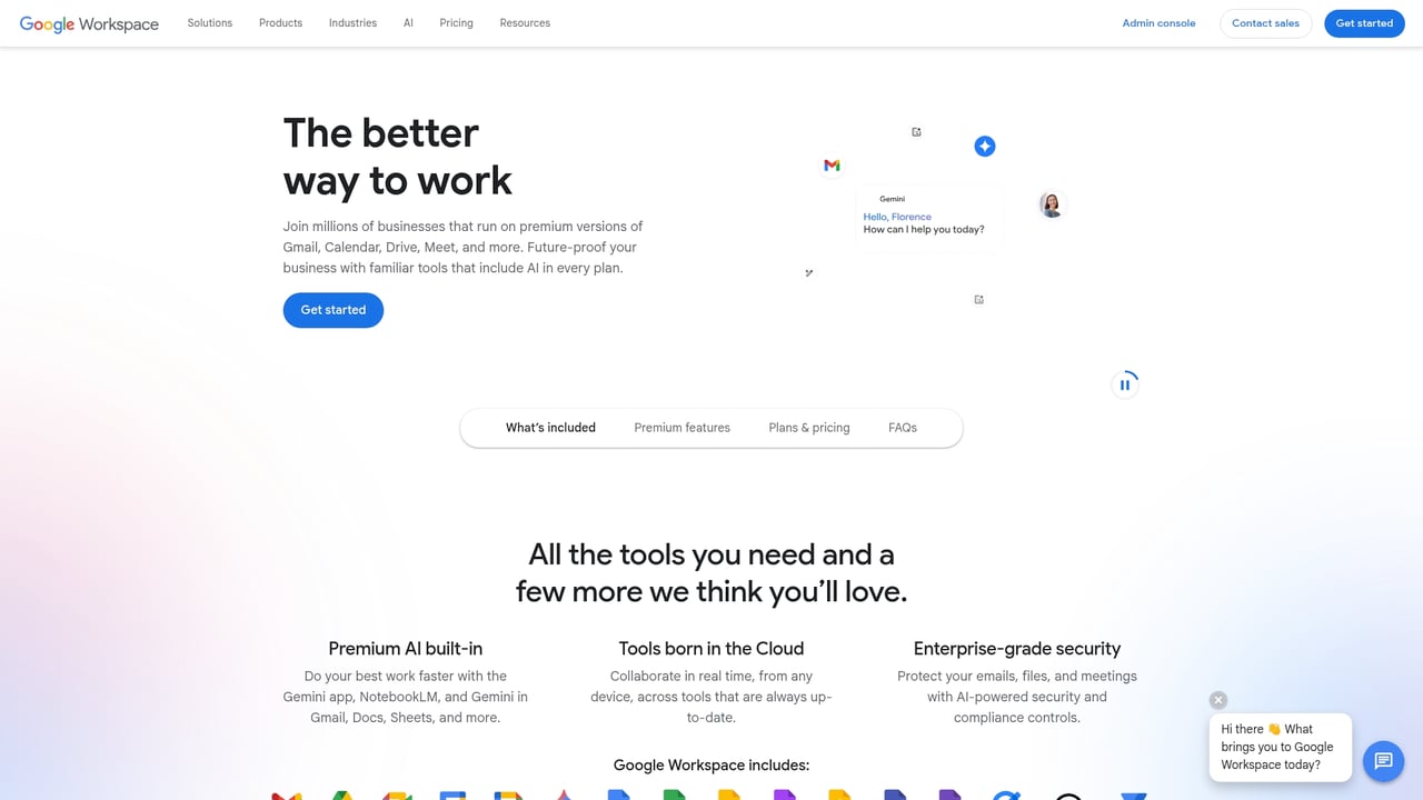 Screenshot of Google Workspace website