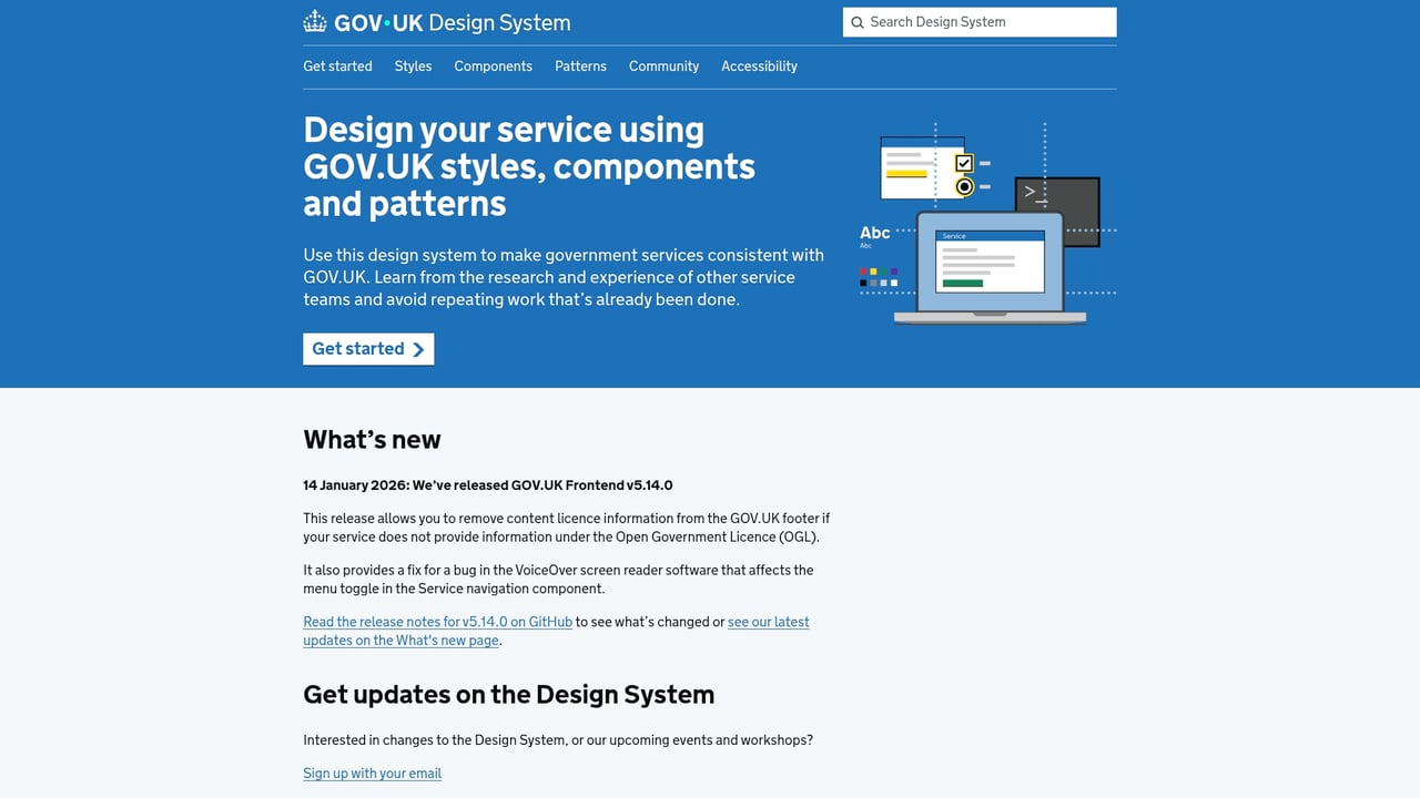 Screenshot of GOV.UK Frontend website