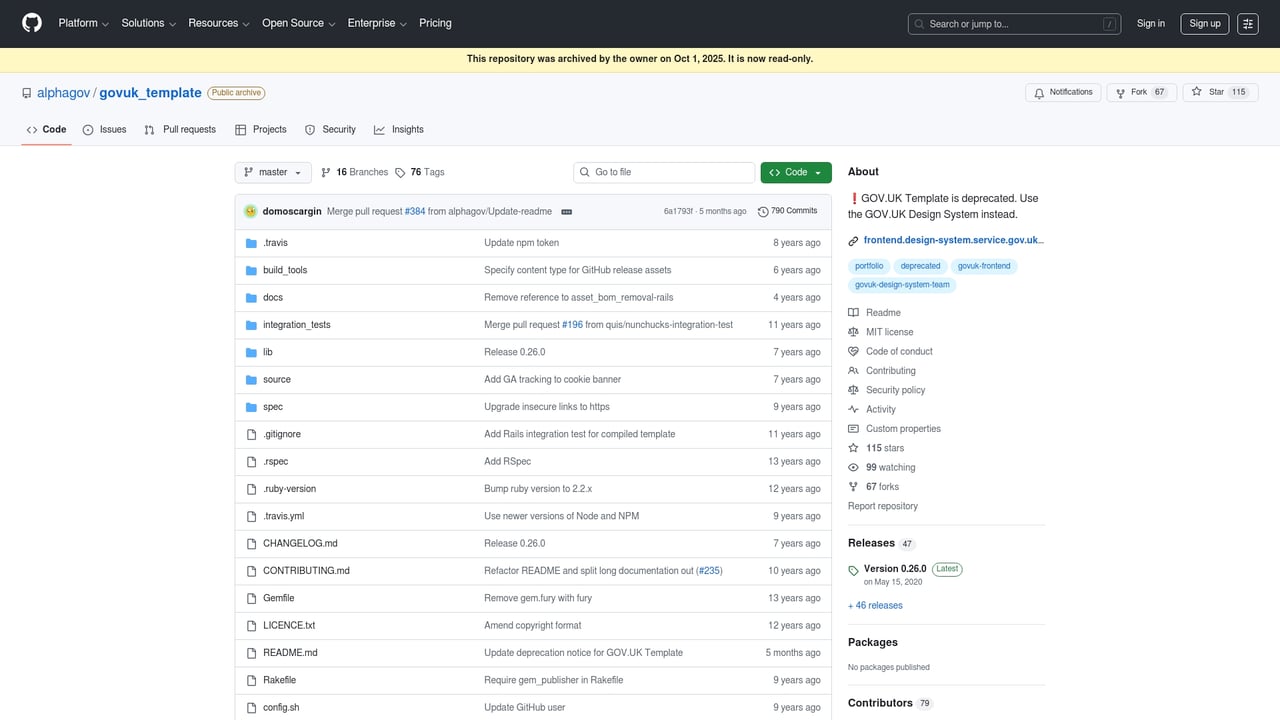 Screenshot of GOV.UK Template website