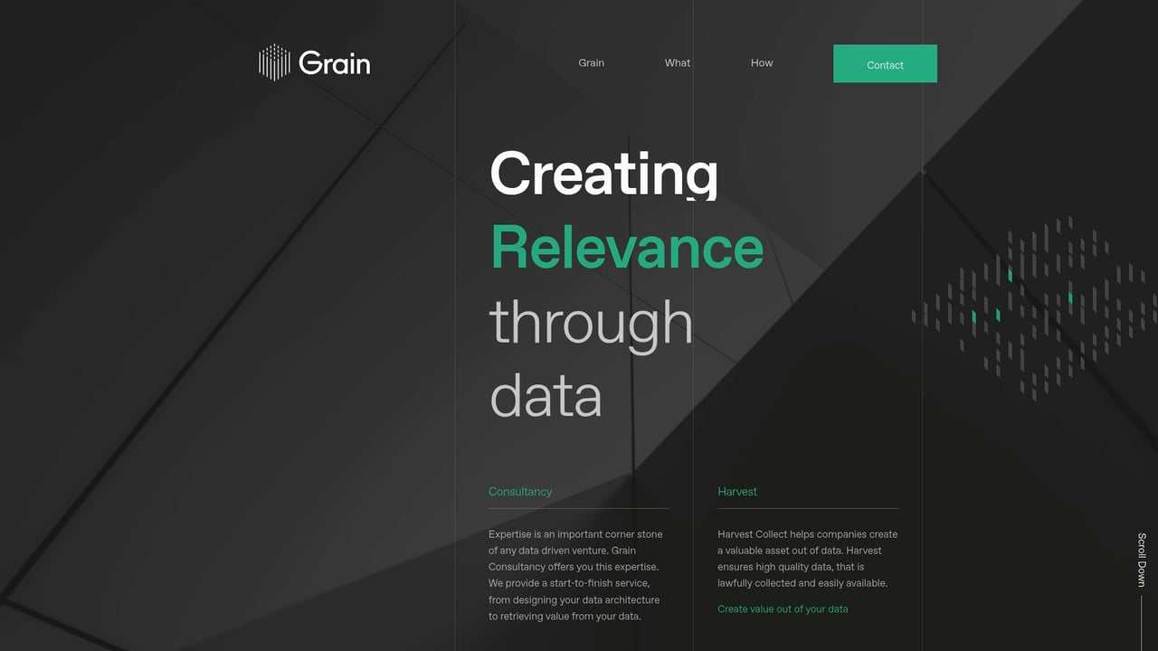 Screenshot of Grain Harvest website