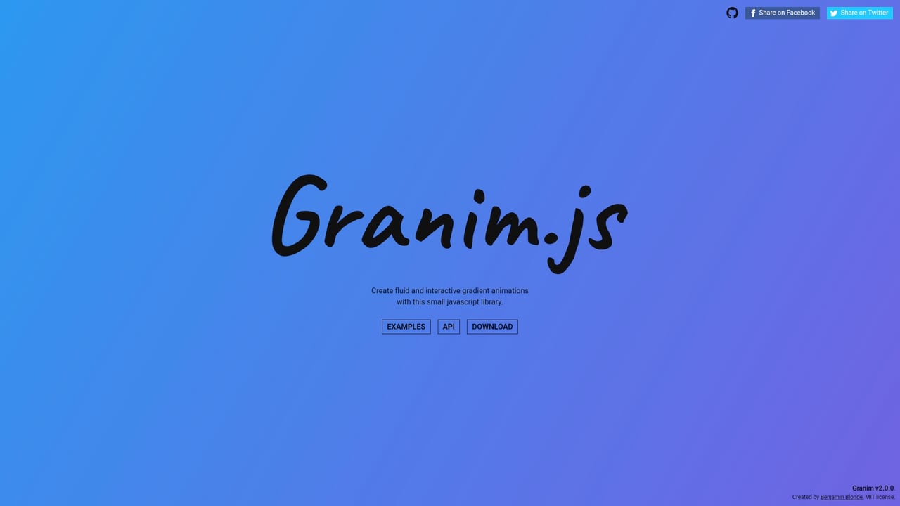 Screenshot of Granim.js website