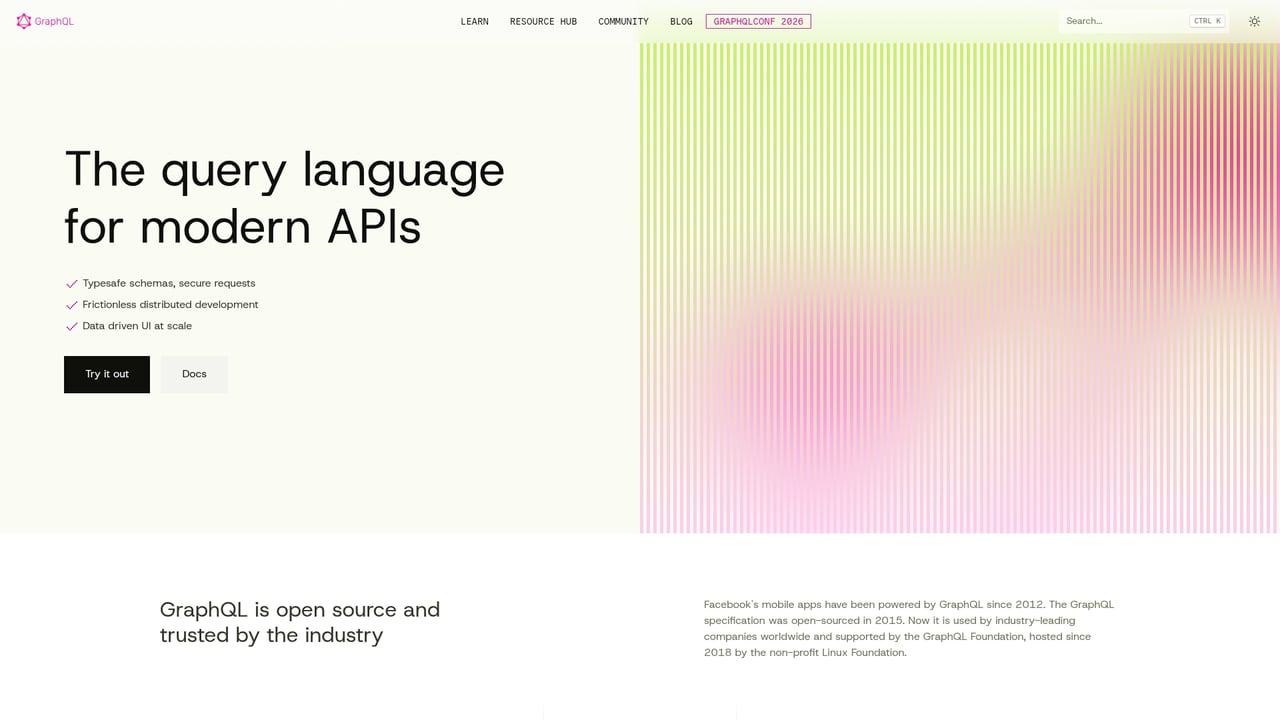 Screenshot of GraphQL website