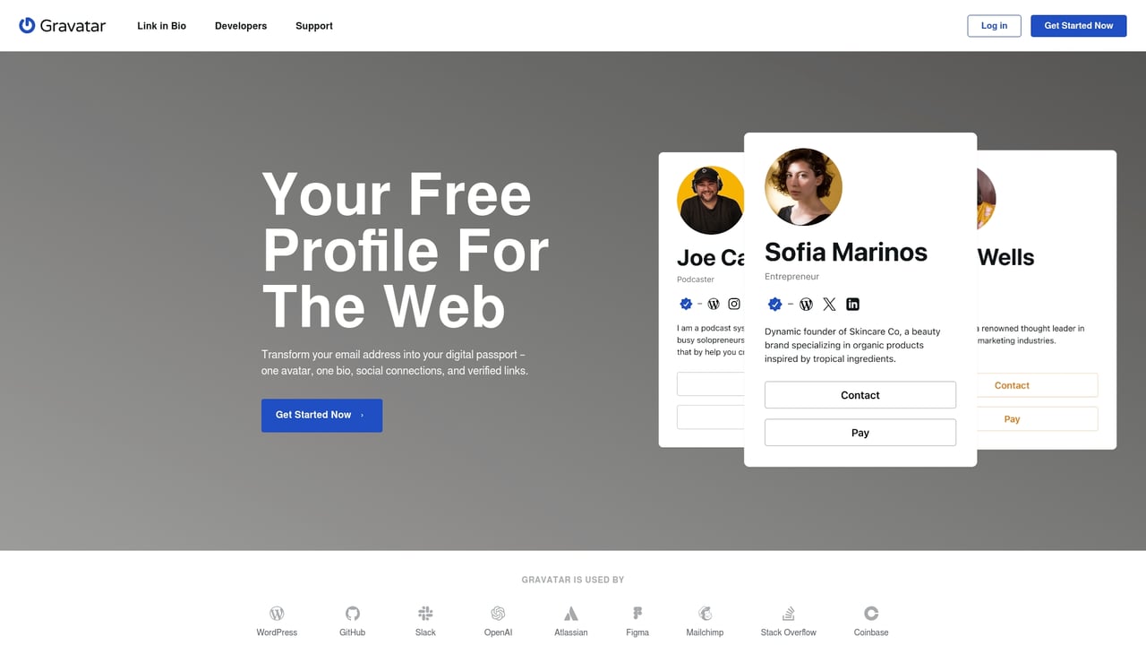 Screenshot of Gravatar website