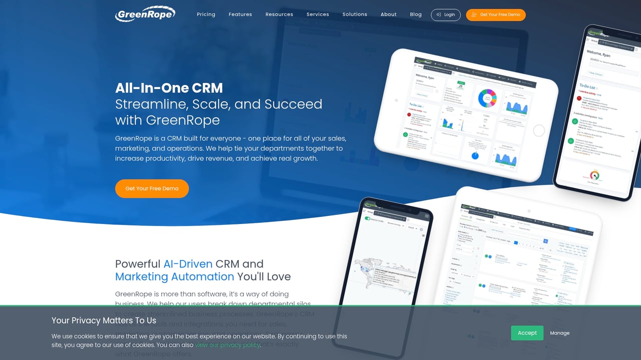 Screenshot of GreenRope website