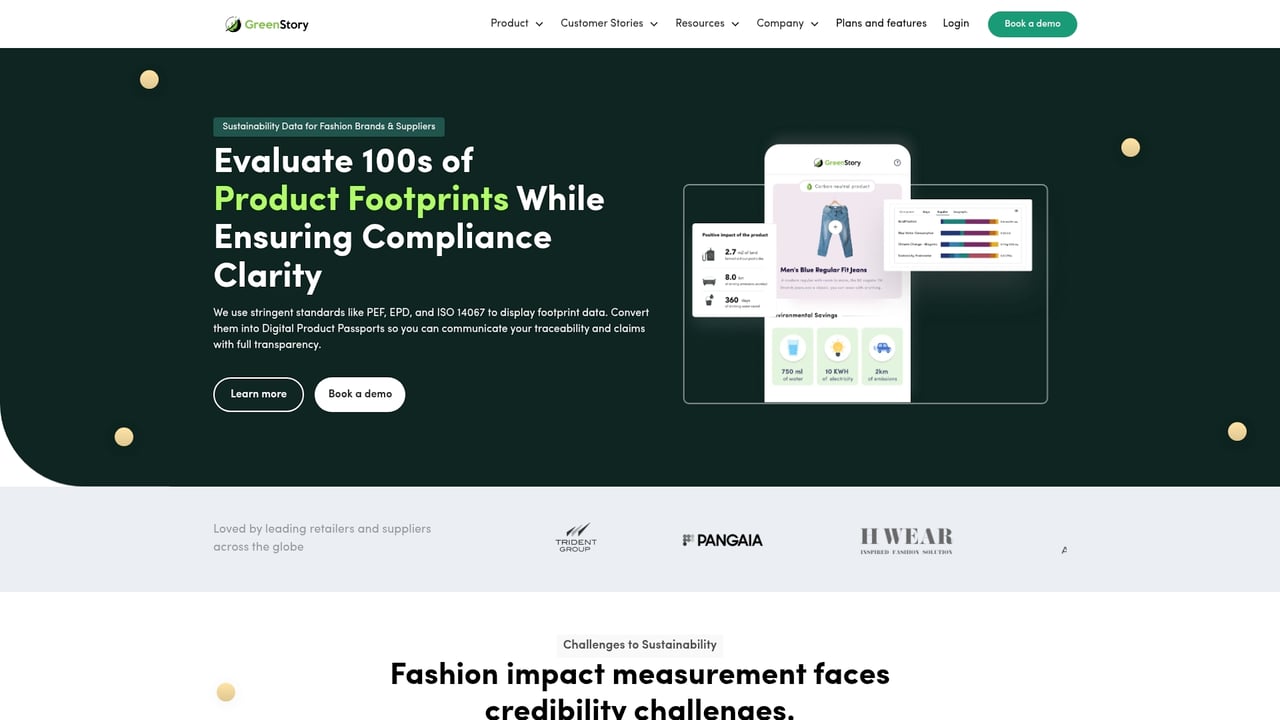 Screenshot of GreenStory website