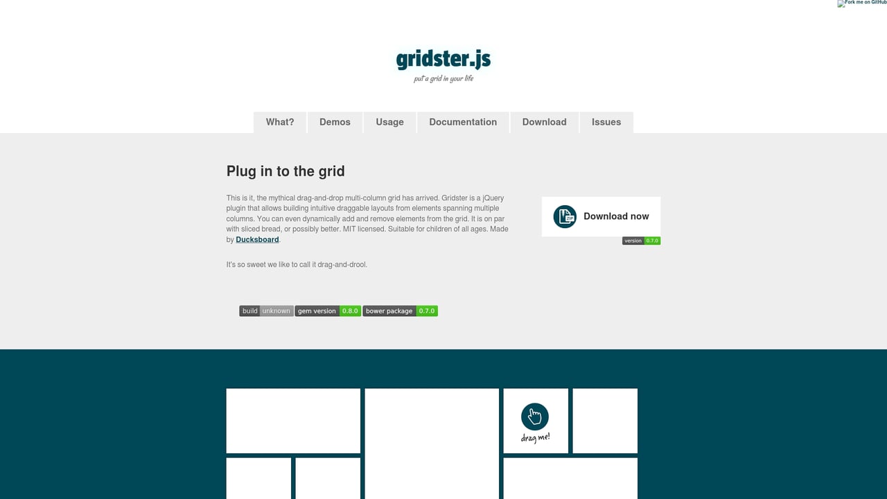 Screenshot of Gridster website