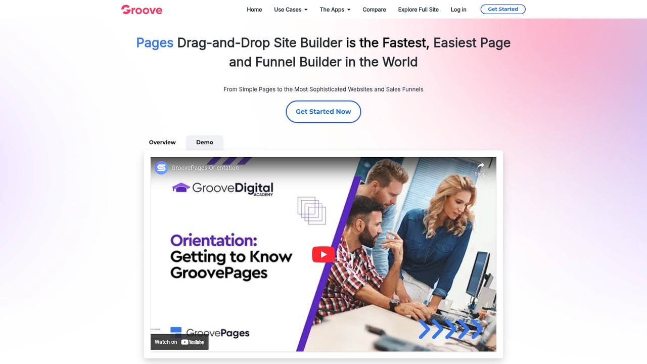 Screenshot of GroovePages website