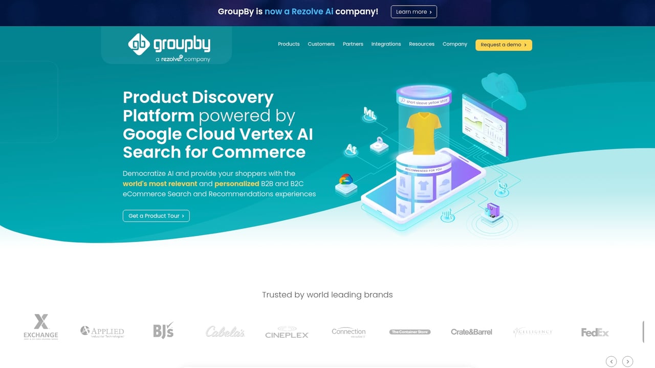 Screenshot of GroupBy website