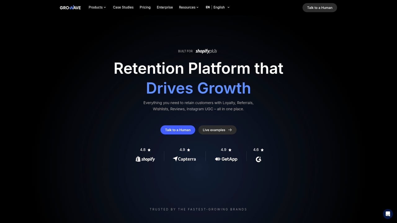 Screenshot of Growave website