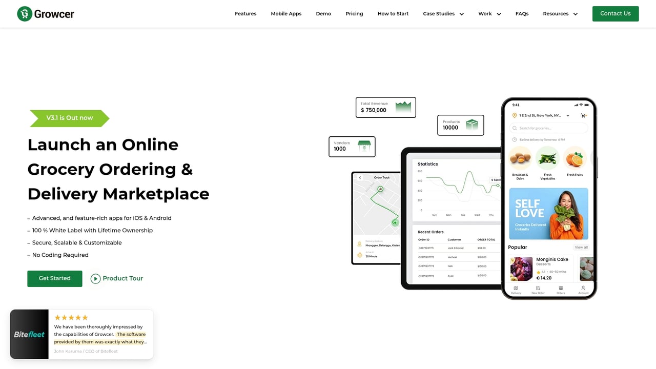 Screenshot of Growcer website