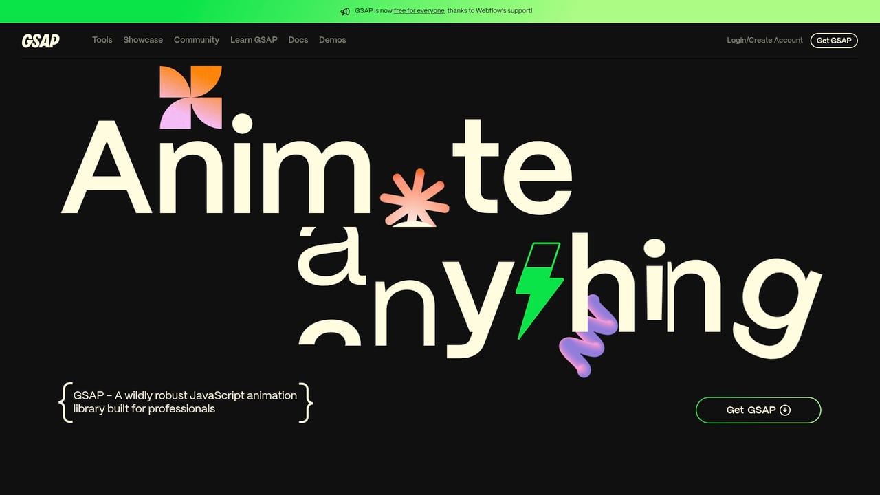 Screenshot of GSAP website