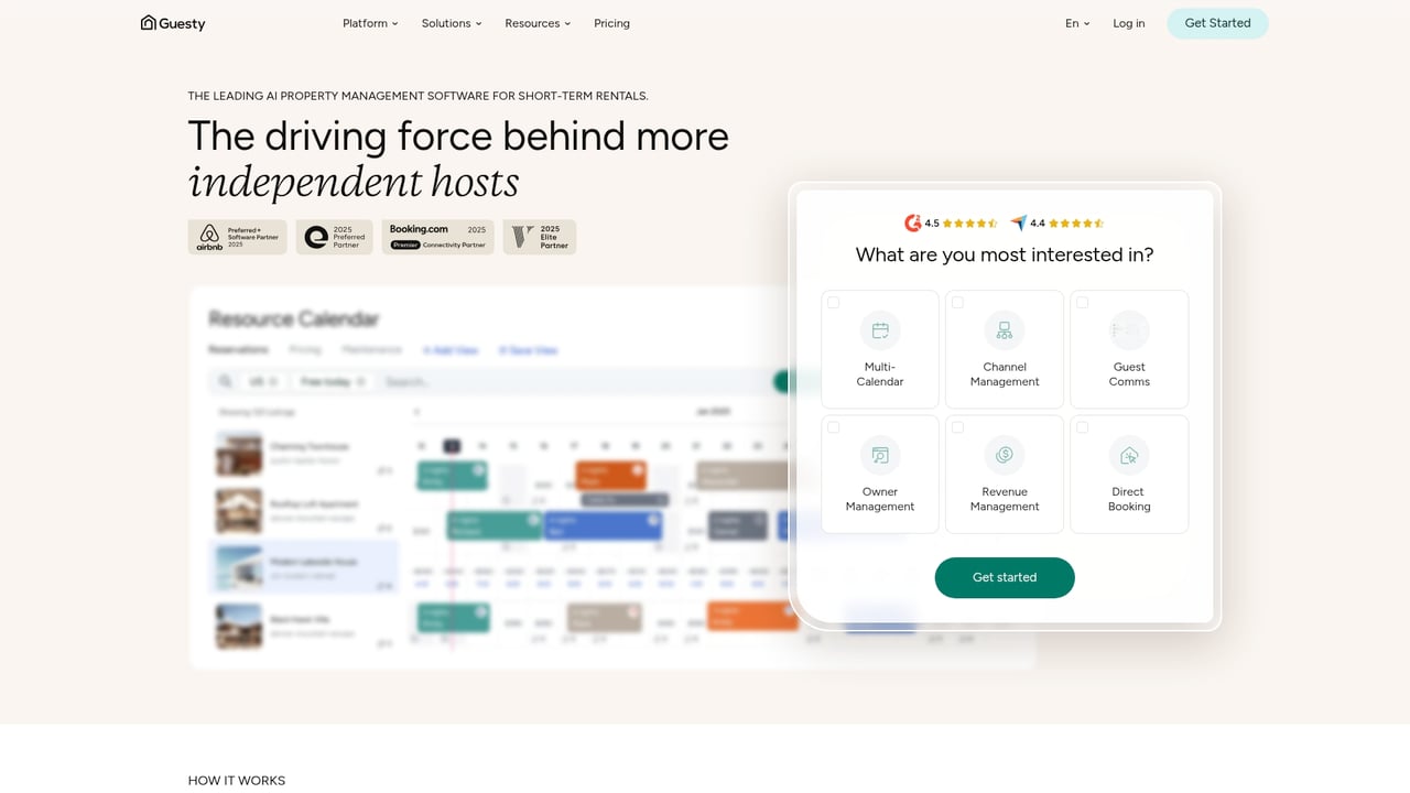 Screenshot of Guesty website