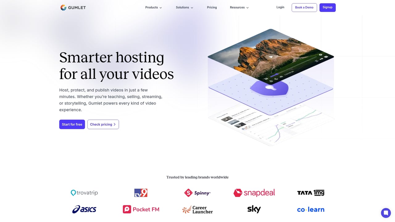 Screenshot of Gumlet website