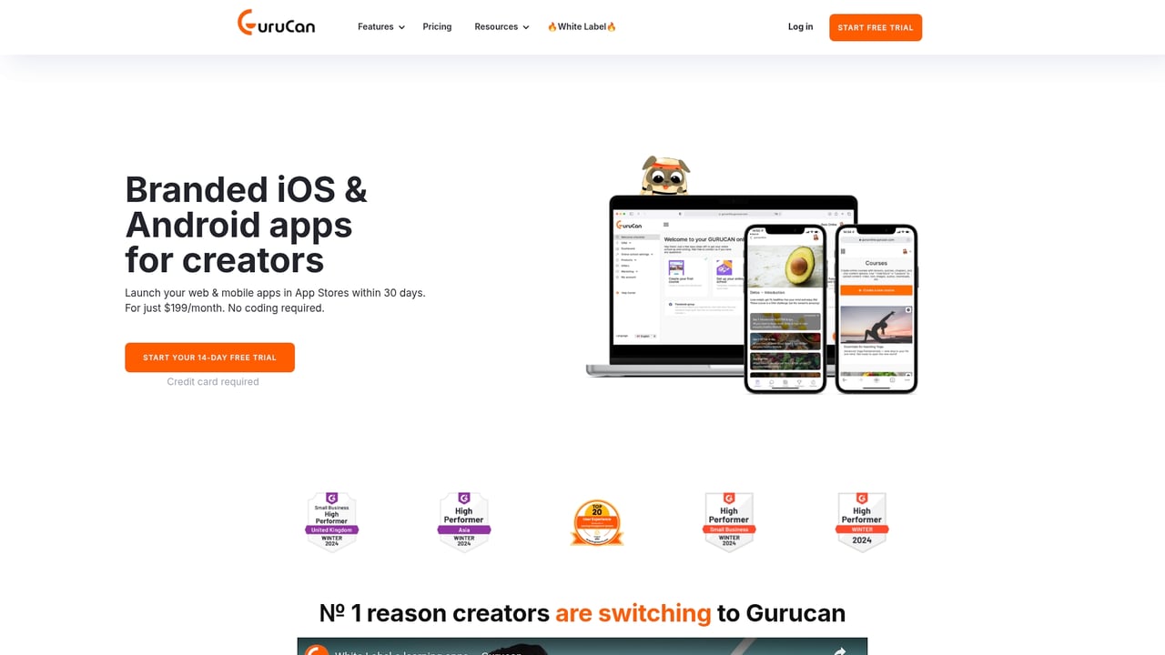 Screenshot of Gurucan website
