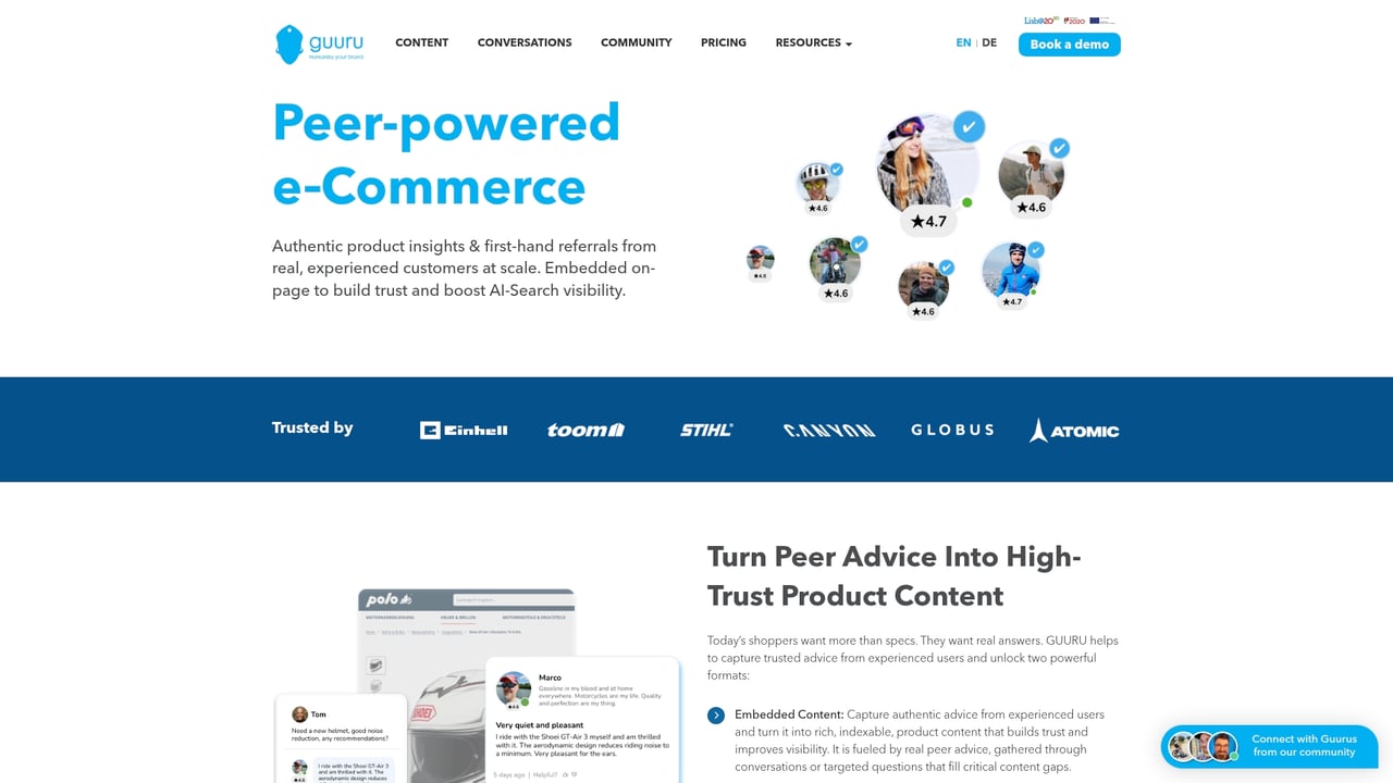 Screenshot of Guuru website