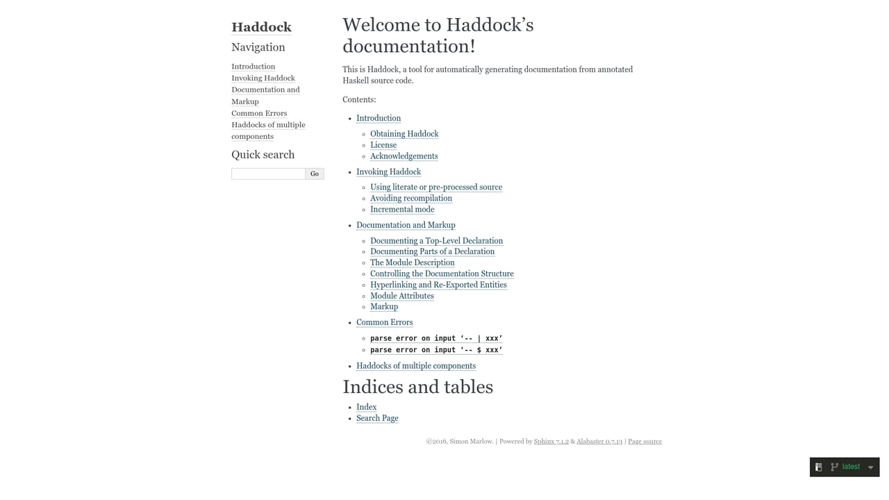 Screenshot of Haddock website