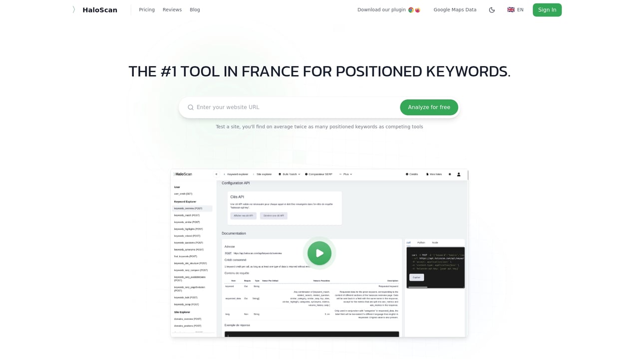 Screenshot of Haloscan website