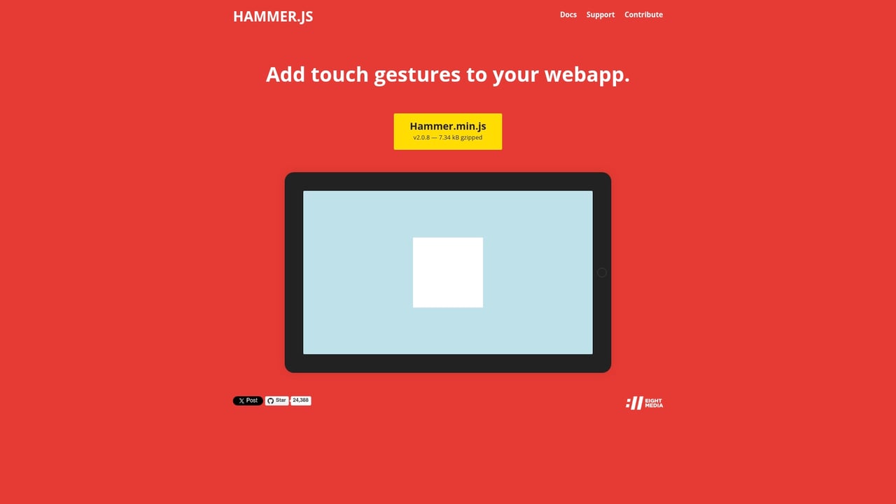 Screenshot of Hammer.js website
