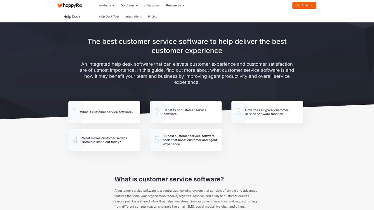 Screenshot of HappyFox Helpdesk website