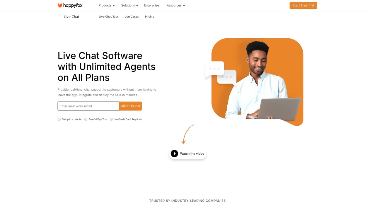 Screenshot of HappyFox Live Chat website