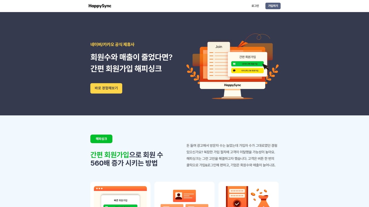 Screenshot of HappySync website