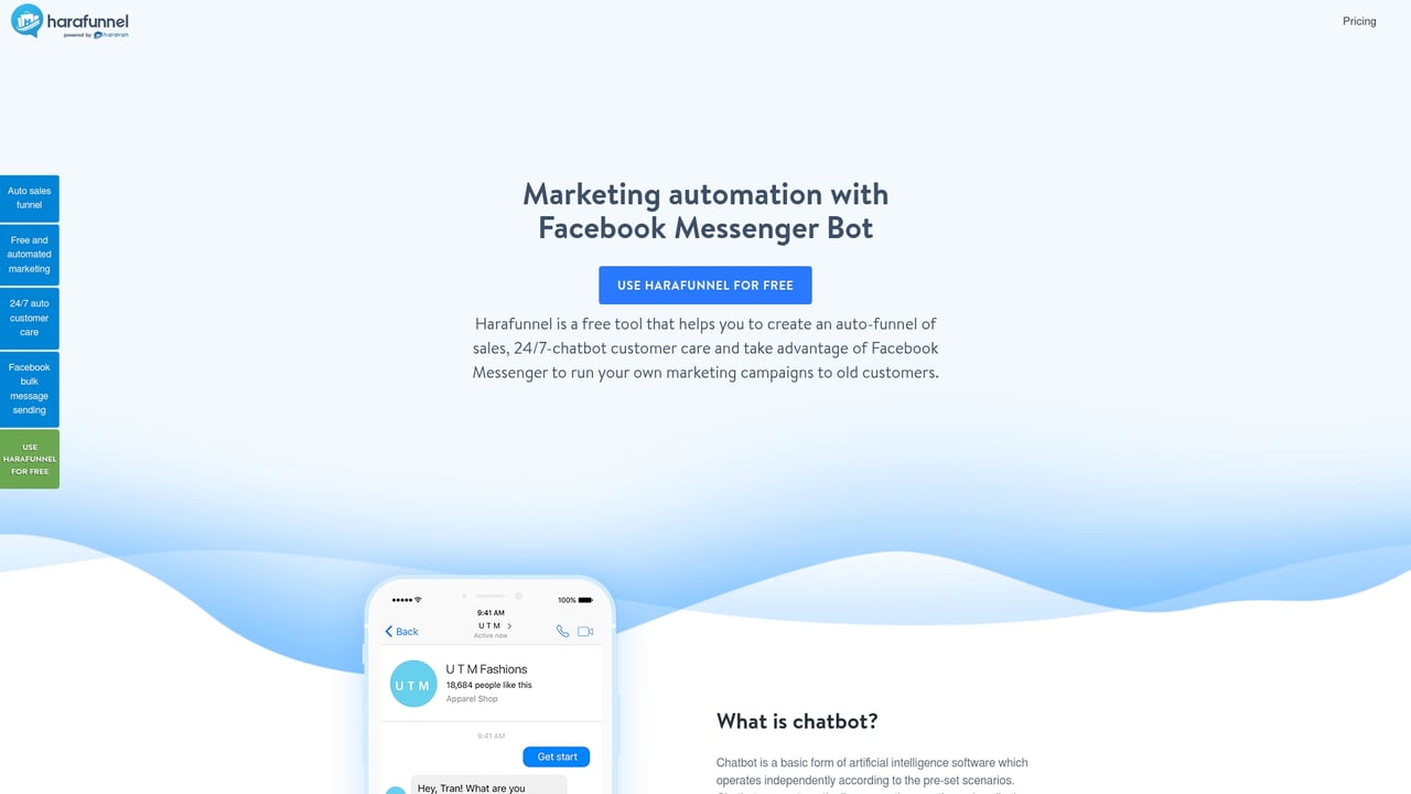 Screenshot of Harafunnel website