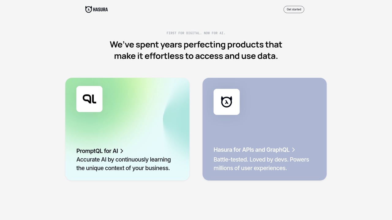 Screenshot of Hasura website