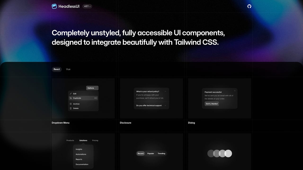 Screenshot of Headless UI website
