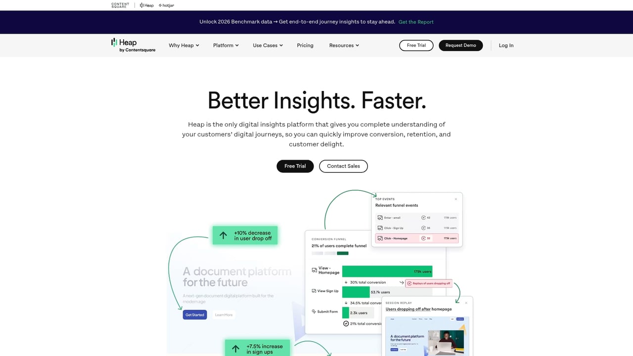 Screenshot of Heap website