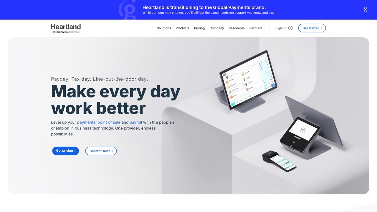 Screenshot of Heartland Payment Systems website