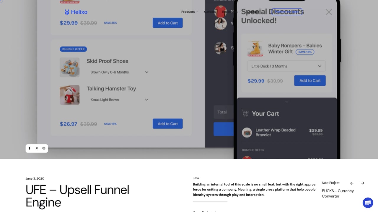 Screenshot of Helixo UFE website