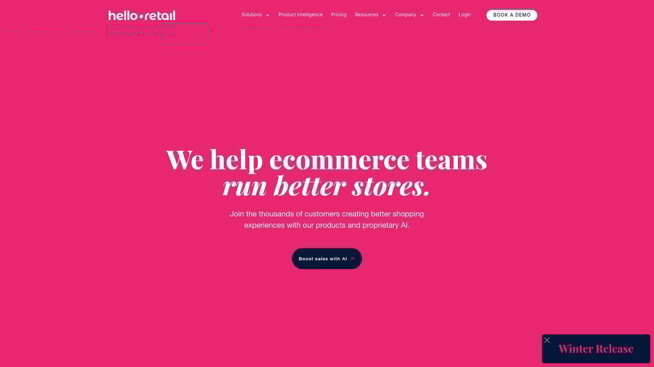 Screenshot of Hello Retail website