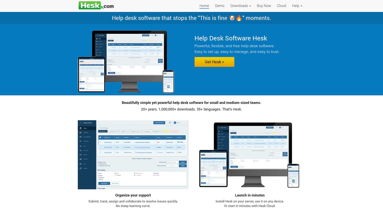 Screenshot of Hesk website