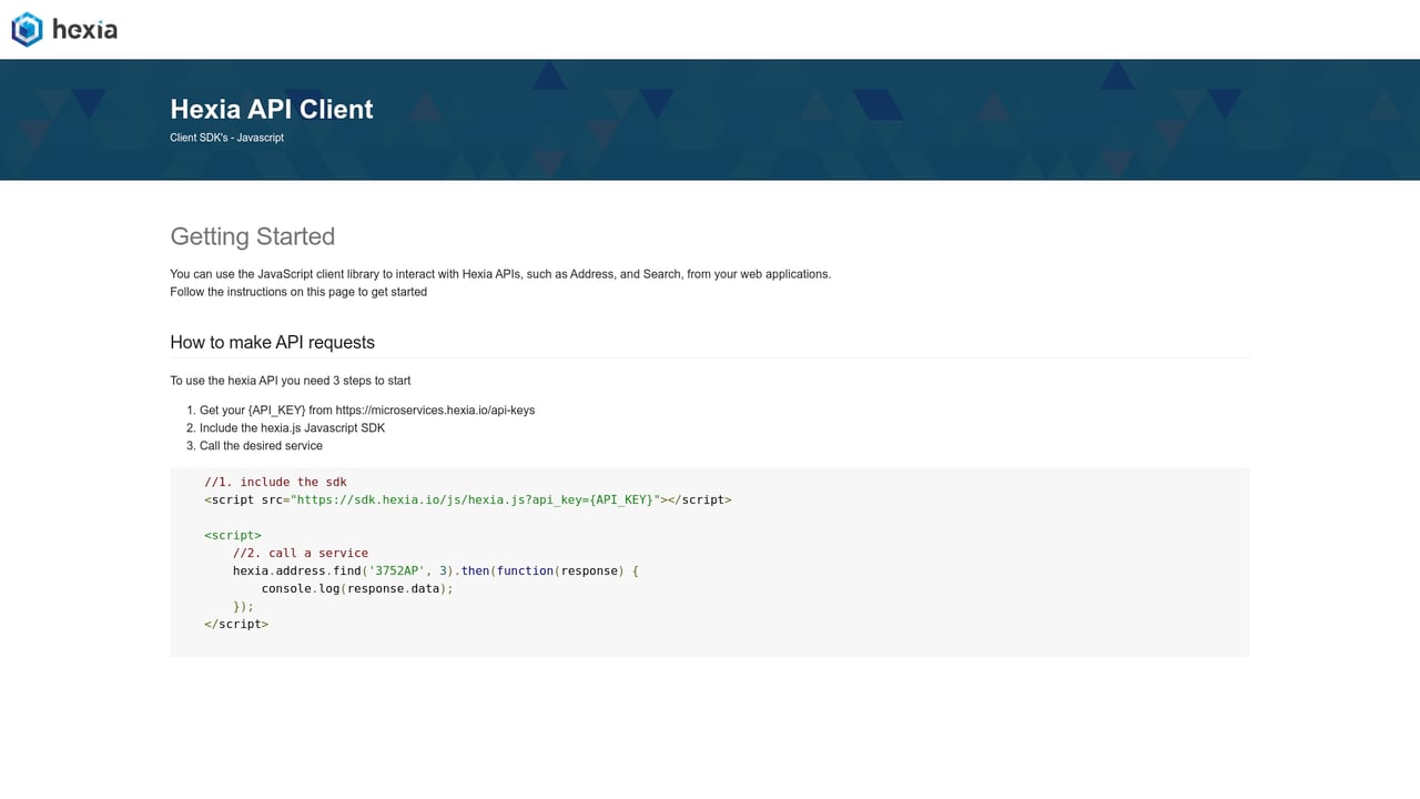Screenshot of Hexia website