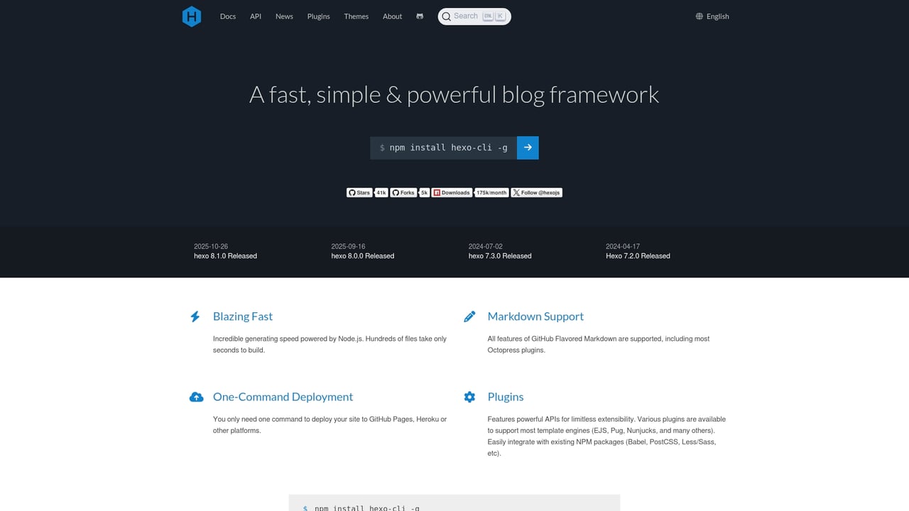Screenshot of Hexo website