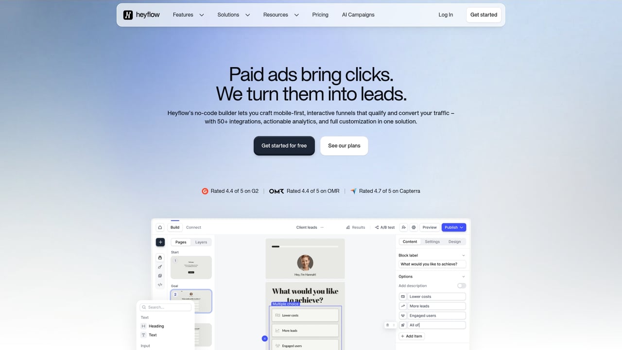 Screenshot of Heyflow website
