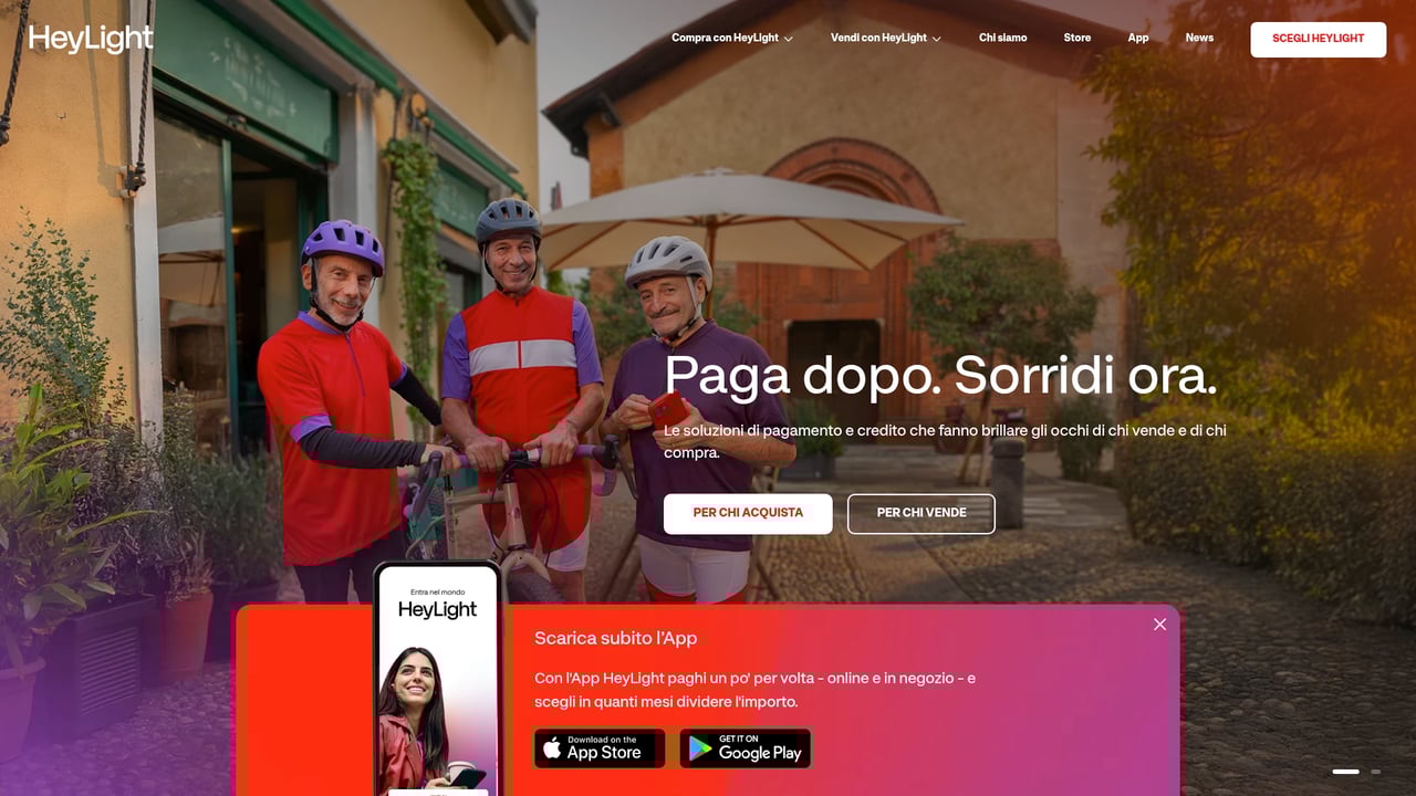 Screenshot of HeyLight website