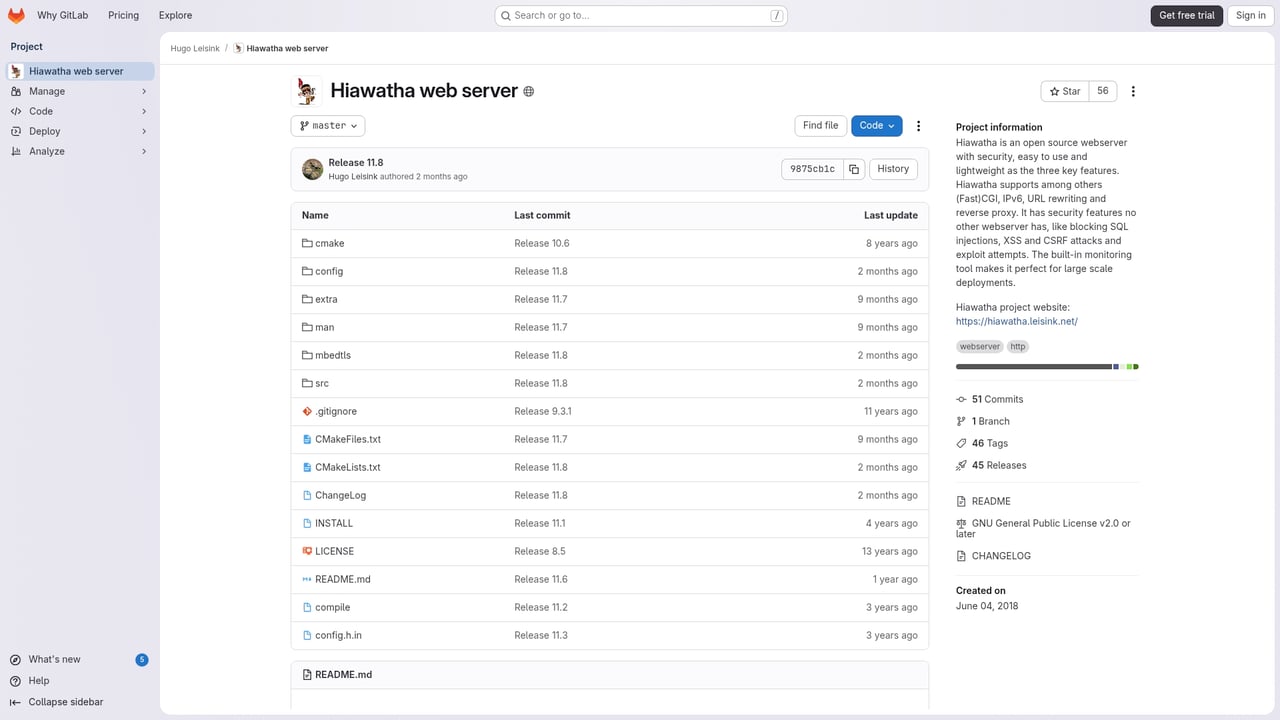 Screenshot of Hiawatha website