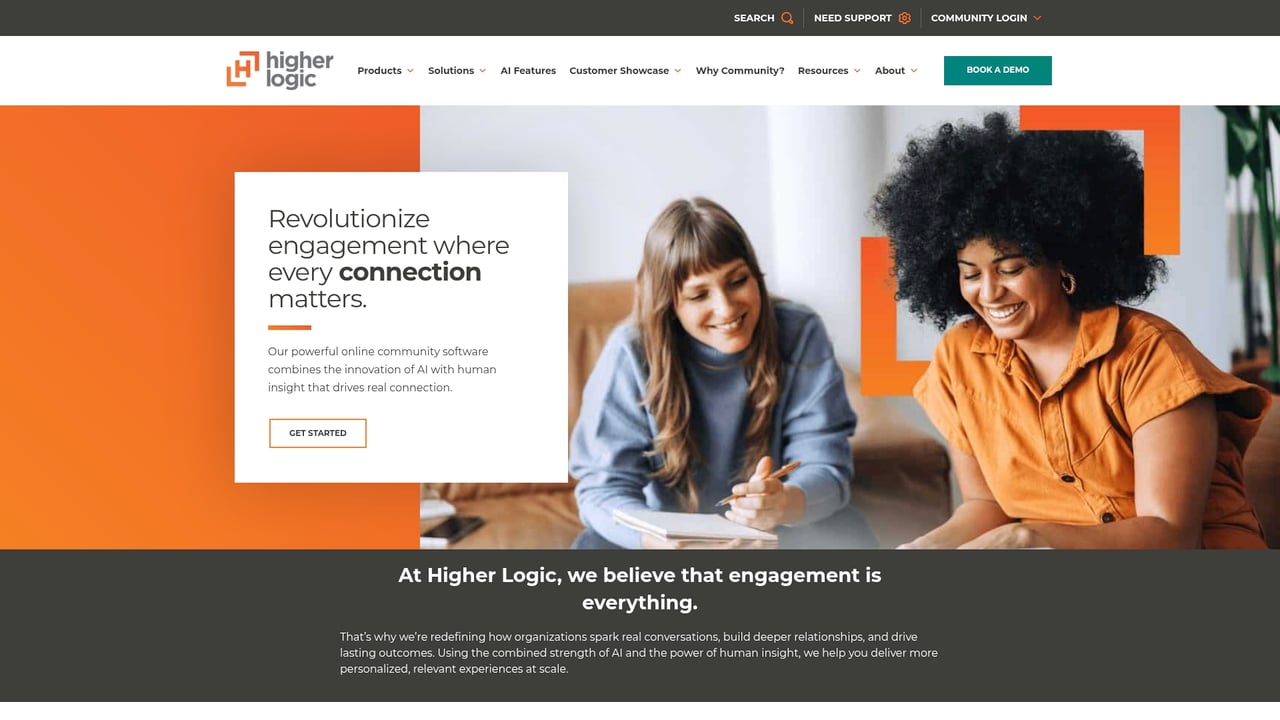 Screenshot of Higher Logic website