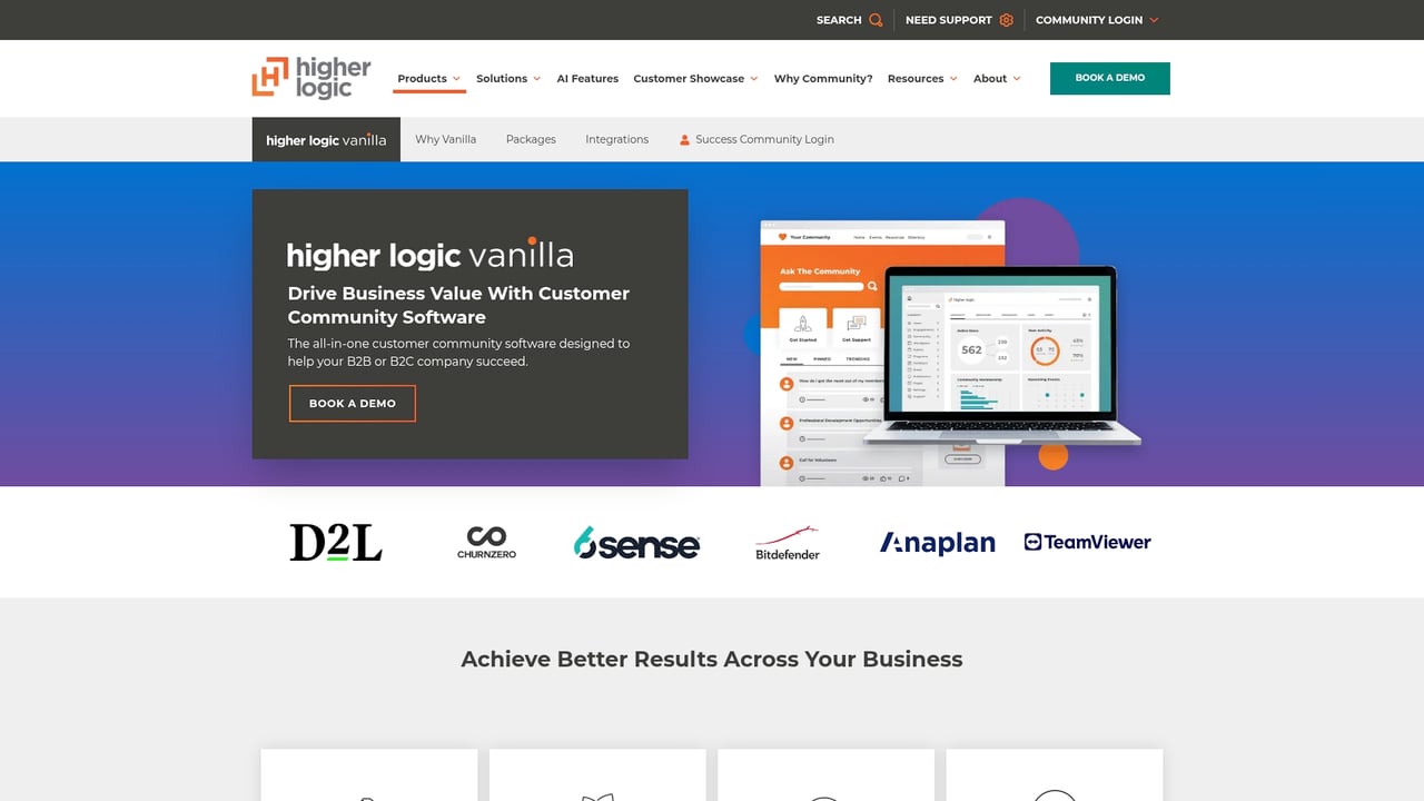 Screenshot of Higher Logic Vanilla website